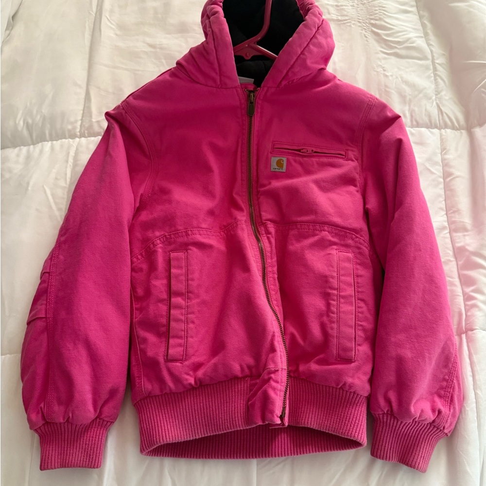 Carhartt Duck Canvas Quilted Lined Pink Medium 10/12